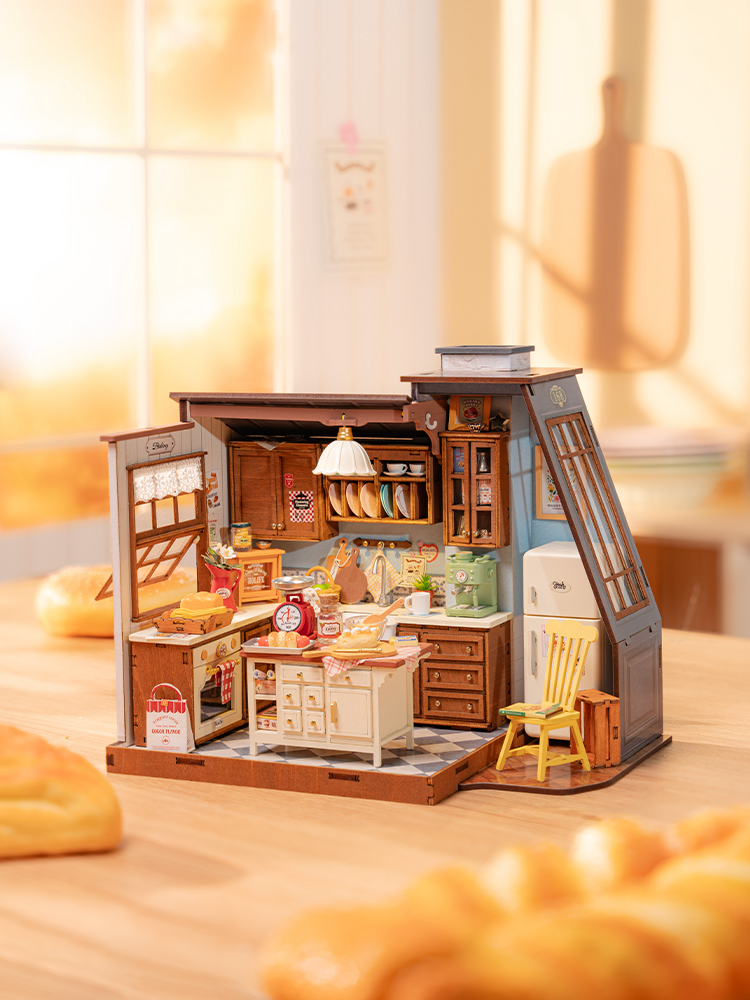 Baking Kitchen Dg172 - Robotime Rolife Baking Kitchen Wooden Dollhouse