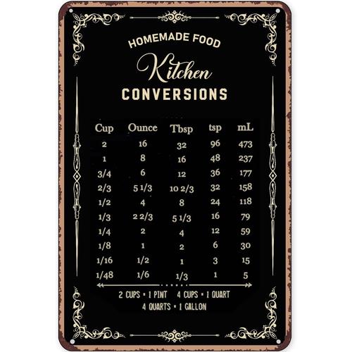 Rustic Tin Sign Decor Baking S - Kitchen Baking Conversion Chart ulasan dan harga