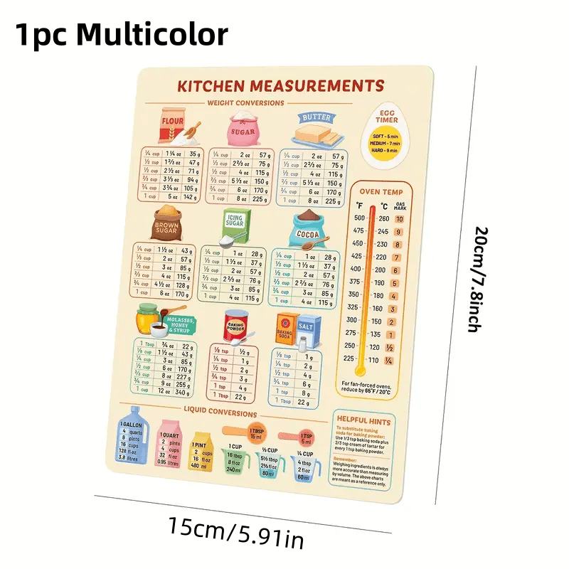 1PC Kitchen Conversion Chart,  - Kitchen Baking Conversion Chart ulasan dan harga