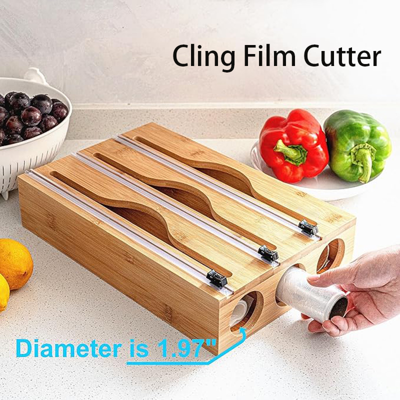 3 In 1 Bamboo Foil Cling Film  - Kitchen Baking Tray Organizer ulasan dan harga