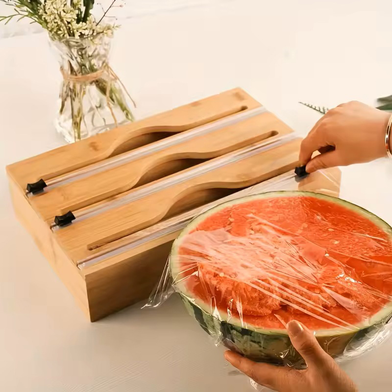 3 In 1 Bamboo Foil Cling Film  - Kitchen Baking Tray Organizer ulasan dan harga