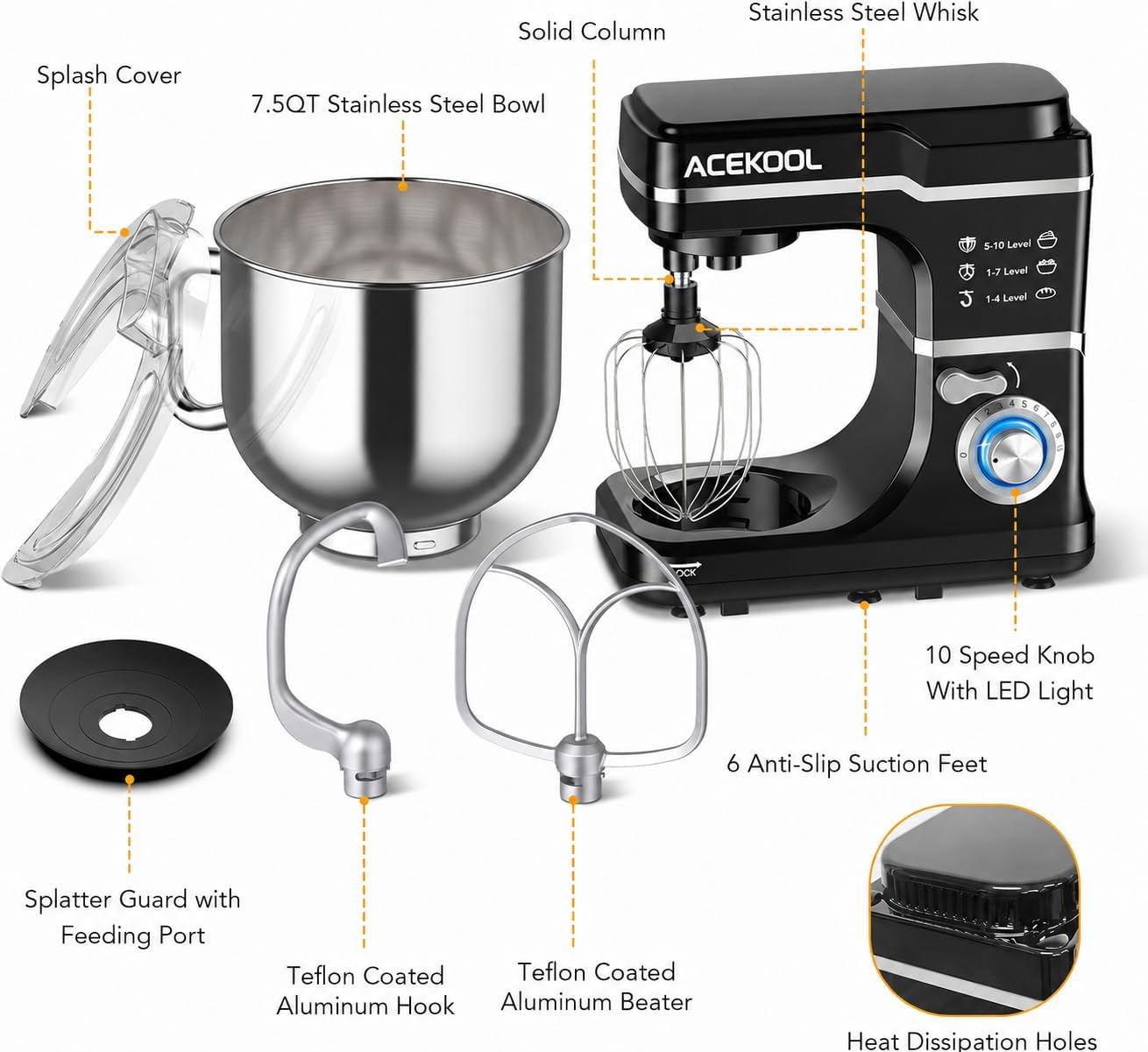 Tacleekii 7.5QT Tilt-Head Stan - Kitchen Baking Blender ulasan dan harga