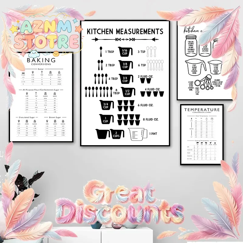 Minimalist Food Kitchen Measur - Kitchen Baking Conversion Chart ulasan dan harga